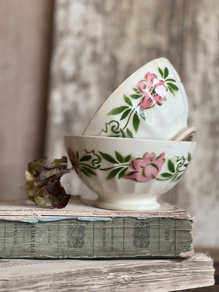 French Floral Stencil Cafe au Lait bowl