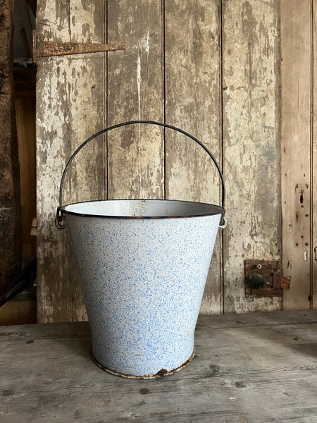 Vintage Speckled Blue Bucket