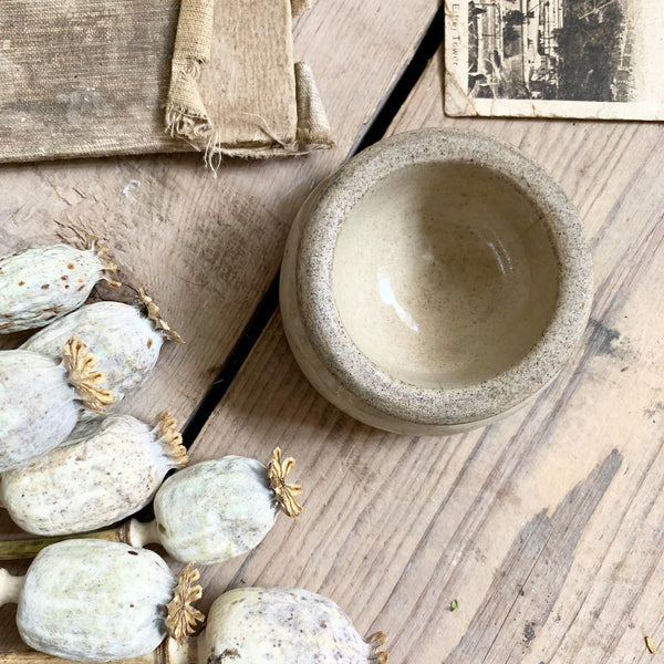 Vintage French Stoneware Salt Pot