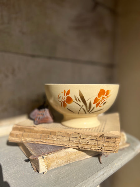 French Floral Stencil Cafe au Lait bowl