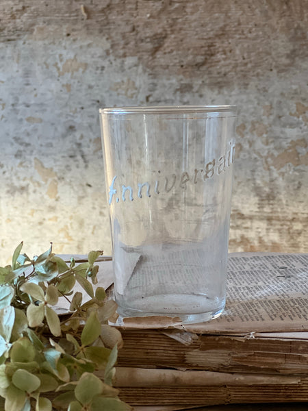 French Vintage Birthday Glass