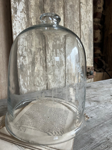 Large Vintage Etched French Cloche
