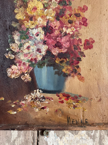Beautiful Vintage Floral on Board
