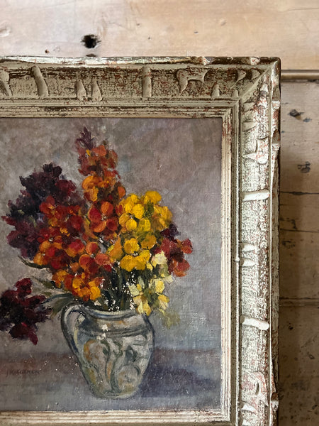Framed Floral Oil Painting