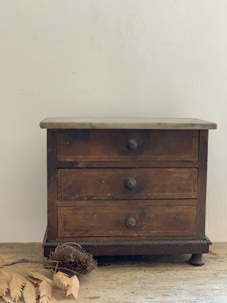 Vintage Mini Apprentice Drawers with Marble Top