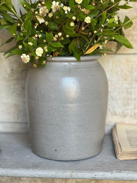 French Antique Blue Stoneware pot