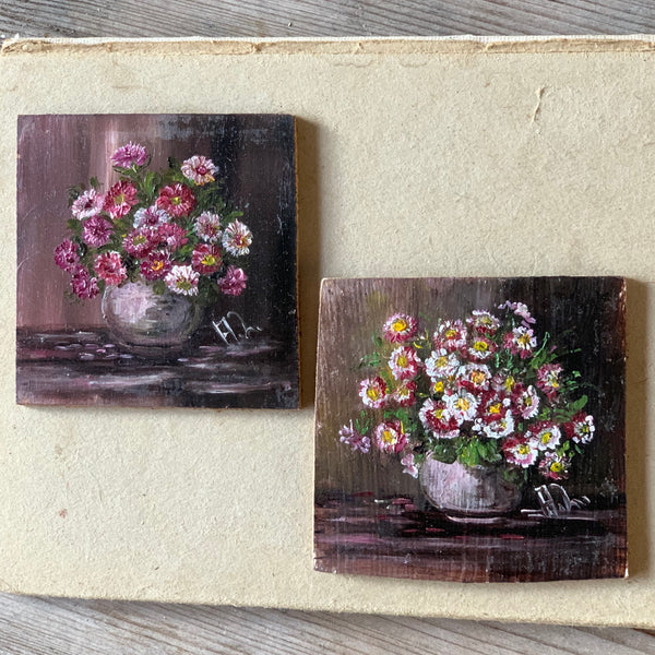 Miniature Floral Oil Paintings